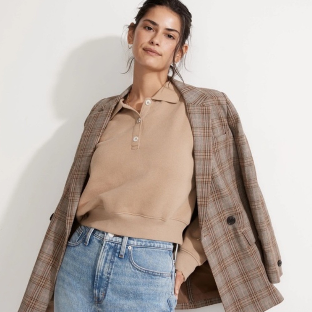 Madewell MWL Betterterry Crop Polo Sweatshirt M